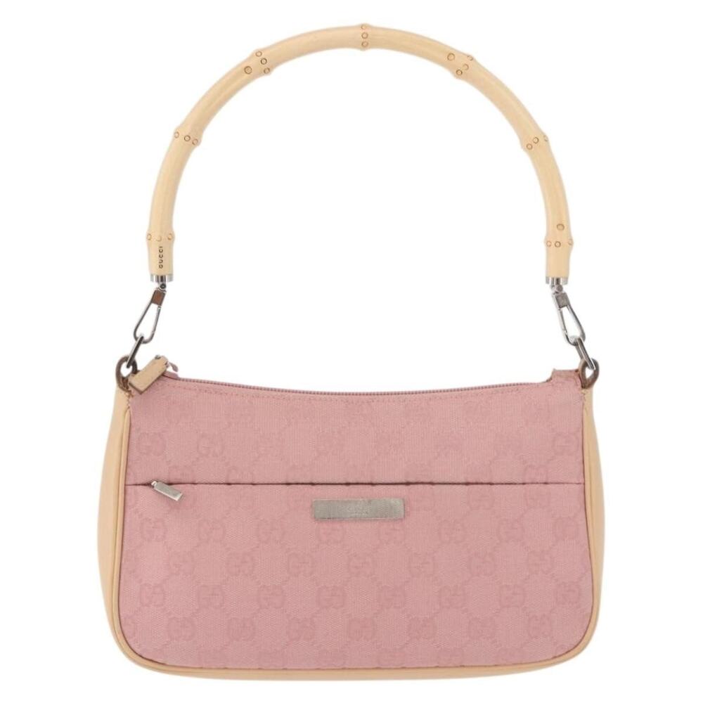 Gucci Bamboo GG Canvas Shoulder Bag Pink